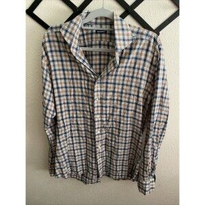 Suitsupply Plaid Button Up Size 16L 41 Navy Orange